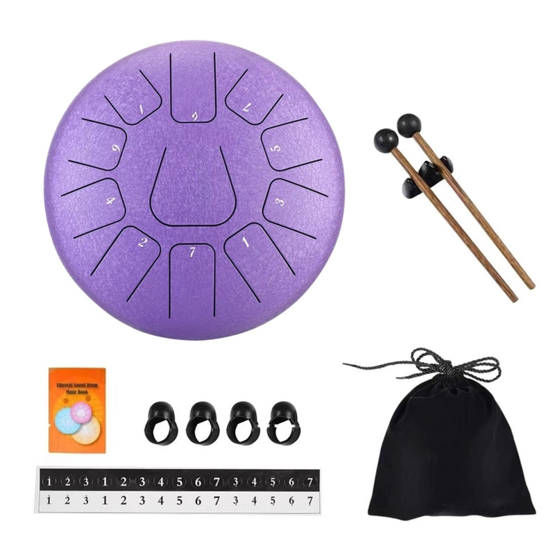 TAMBOR LENGUA DE ACERO MEDITACION YOGA 6” 11 TONOS MORADO - 4