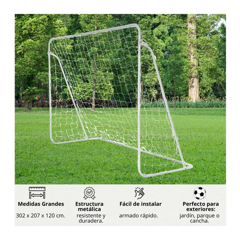 ARCO DE FUTBOL GRANDE METALICO 302X207X120 CM - 6