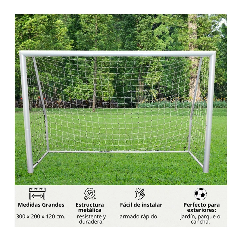 ARCO DE FUTBOL GRANDE METALICO 300X200 CM - 5