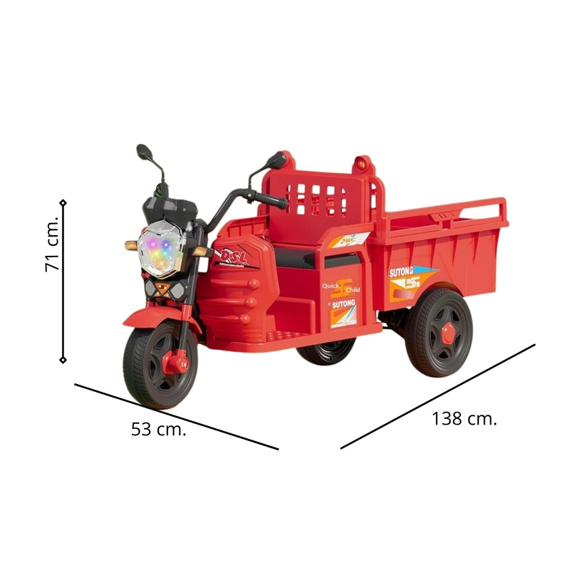 AUTO BATERIA MOTOCARRO ELE CTRICO INFANTIL DE CARGA ROJO - 3