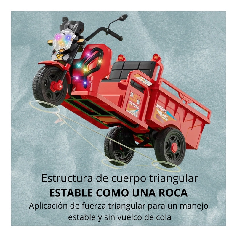 AUTO BATERIA MOTOCARRO ELE CTRICO INFANTIL DE CARGA ROJO - 4