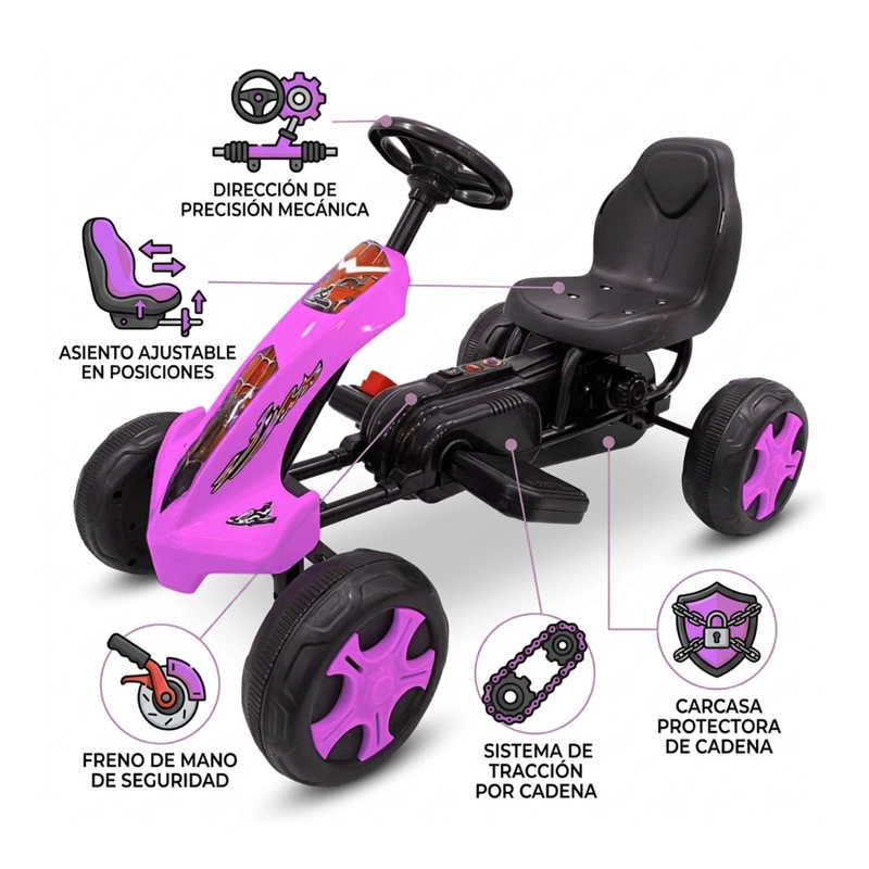 AUTO BATERIA GO KART ELE CTRICO INFANTIL VOLT ROSA - 4