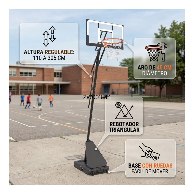 ARO BASQUETBOL ALTURA REGULABLE BASKETBALL PORTATIL - 4