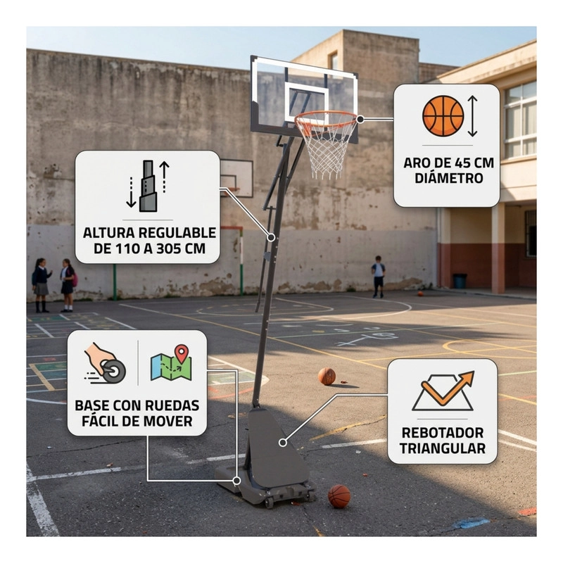 ARO BASKETBALL ALTURA REGULABLE BASQUETBOL PORTATIL - 4