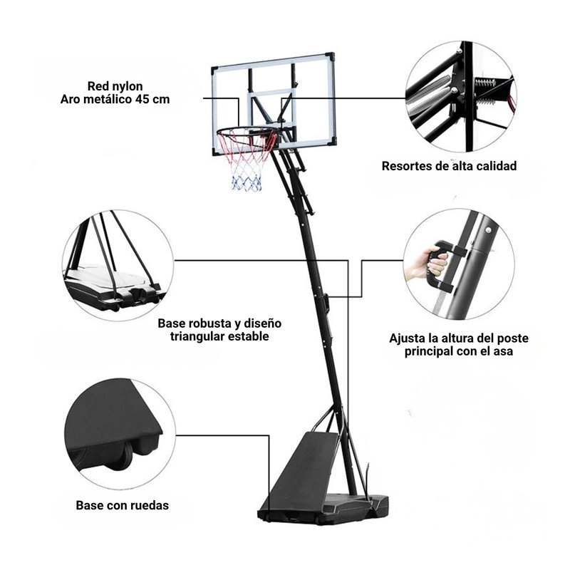 ARO BASQUETBOL ALTURA REGULABLE PORTATIL  BASKETBALL - 8