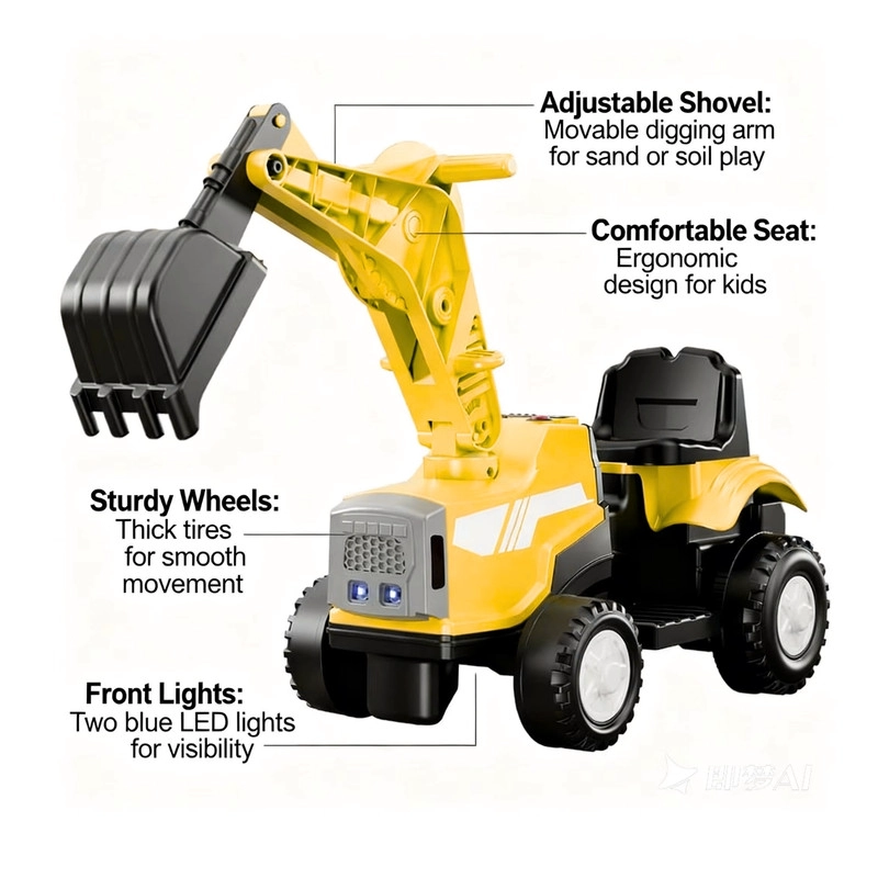 AUTO BATERIA EXCAVADORA ELE CTRICO INFANTIL AMARILLO - 4