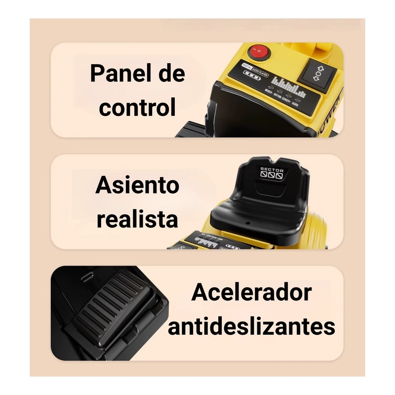AUTO BATERIA EXCAVADORA ELE CTRICO INFANTIL AMARILLO - 6
