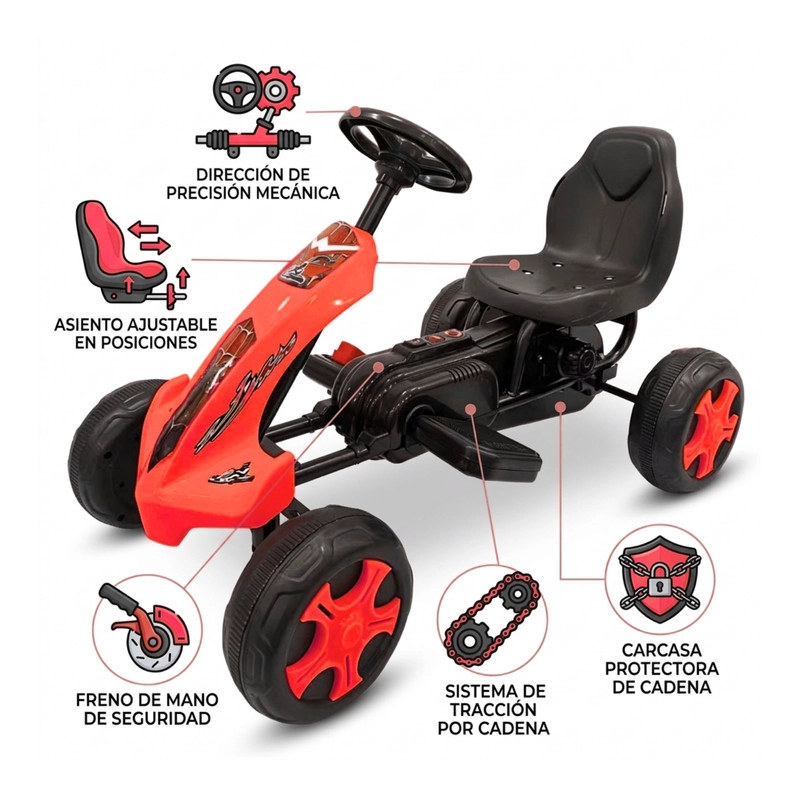 AUTO BATERIA GO KART ELE CTRICO INFANTIL VOLT ROJO - 5