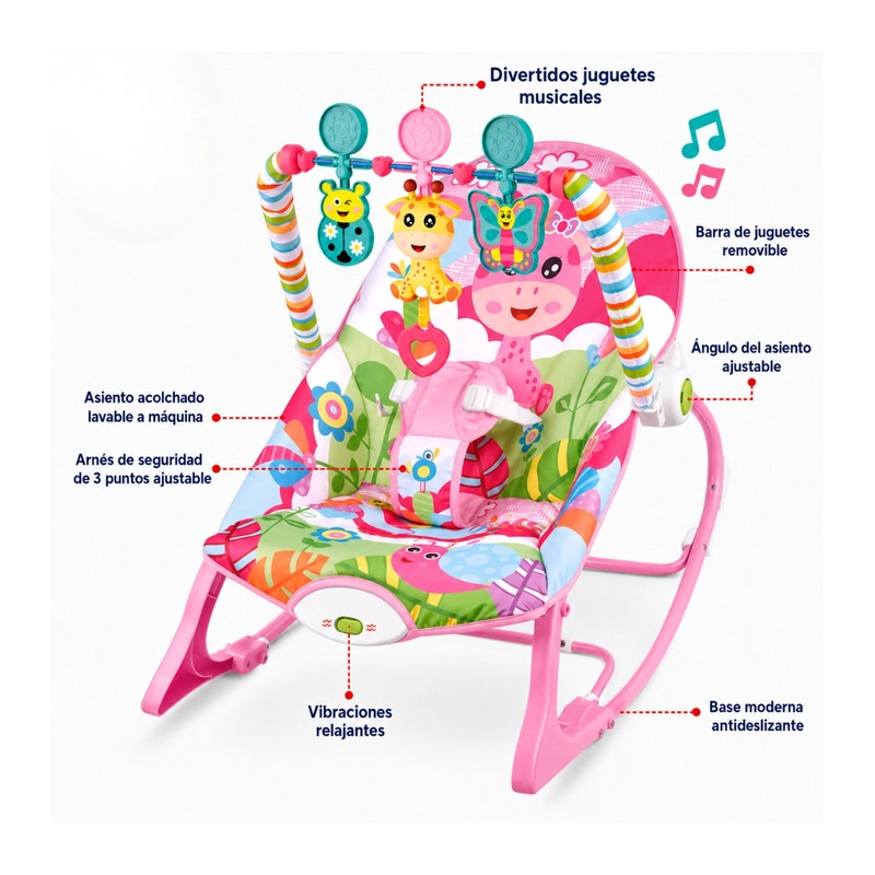 SILLA NIDO VIBRATORIA INFANTIL MUSICAL BEBE SWEET - 4