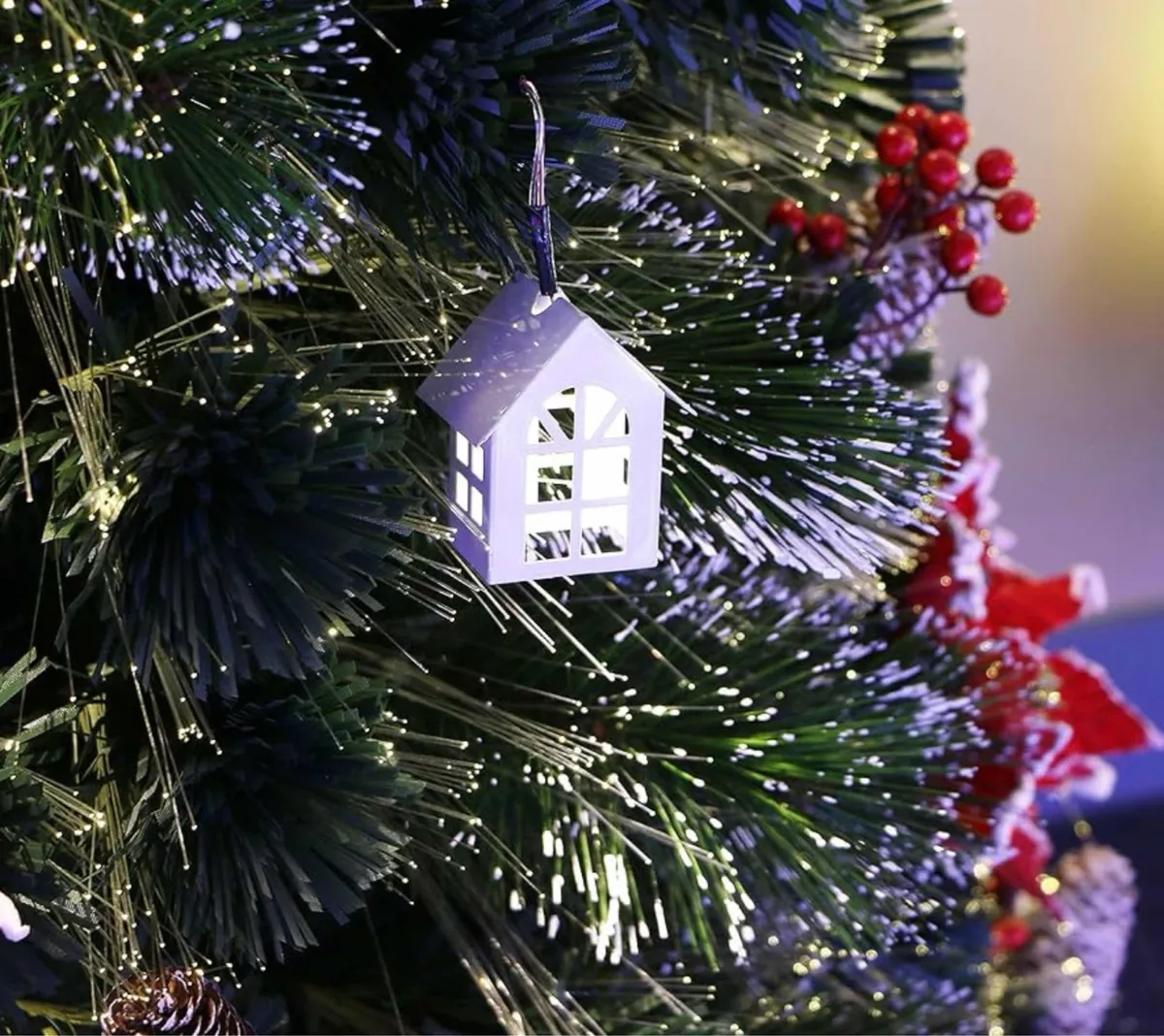 ÁRBOL DE NAVIDAD DE FIBRA ÓPTICA DECORADO FRUTOS ROJOS 150CM - 5