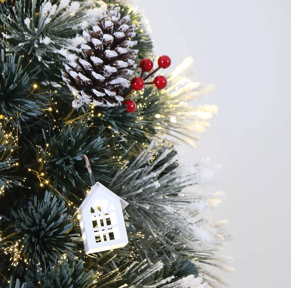 ÁRBOL DE NAVIDAD DE FIBRA ÓPTICA DECORADO FRUTOS ROJOS 180CM - 3