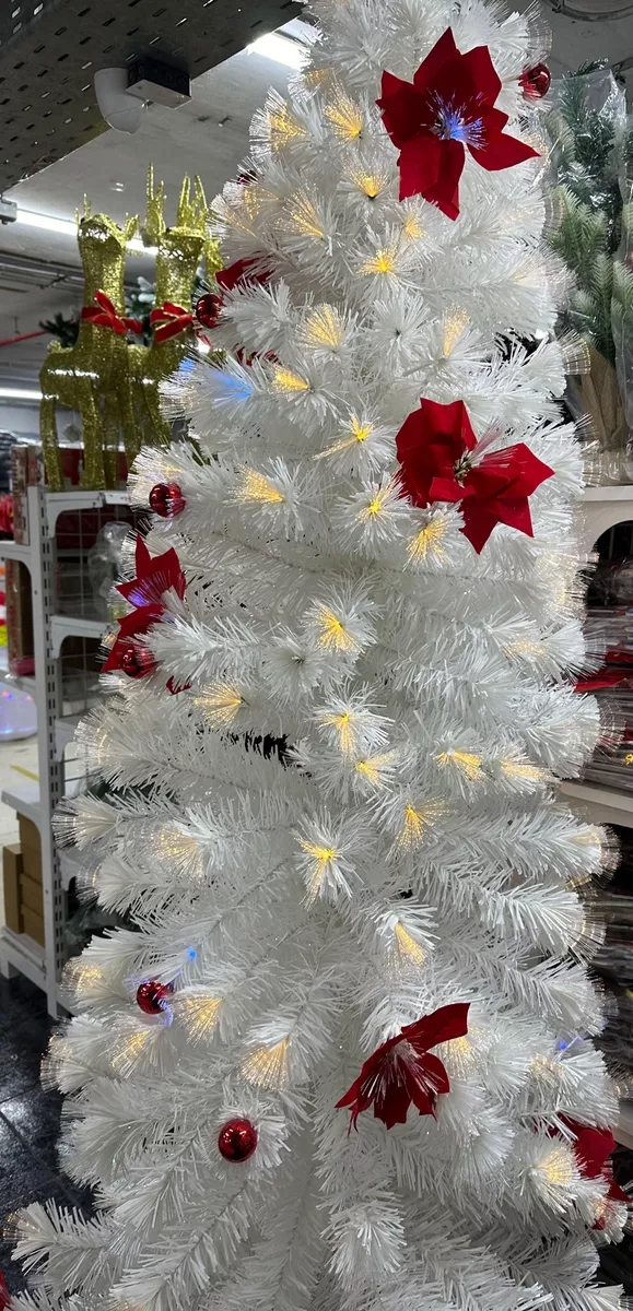 ÁRBOL DE NAVIDAD FIBRA ÓPTICA FLORES LED INCORPORADAS 210CM - 2