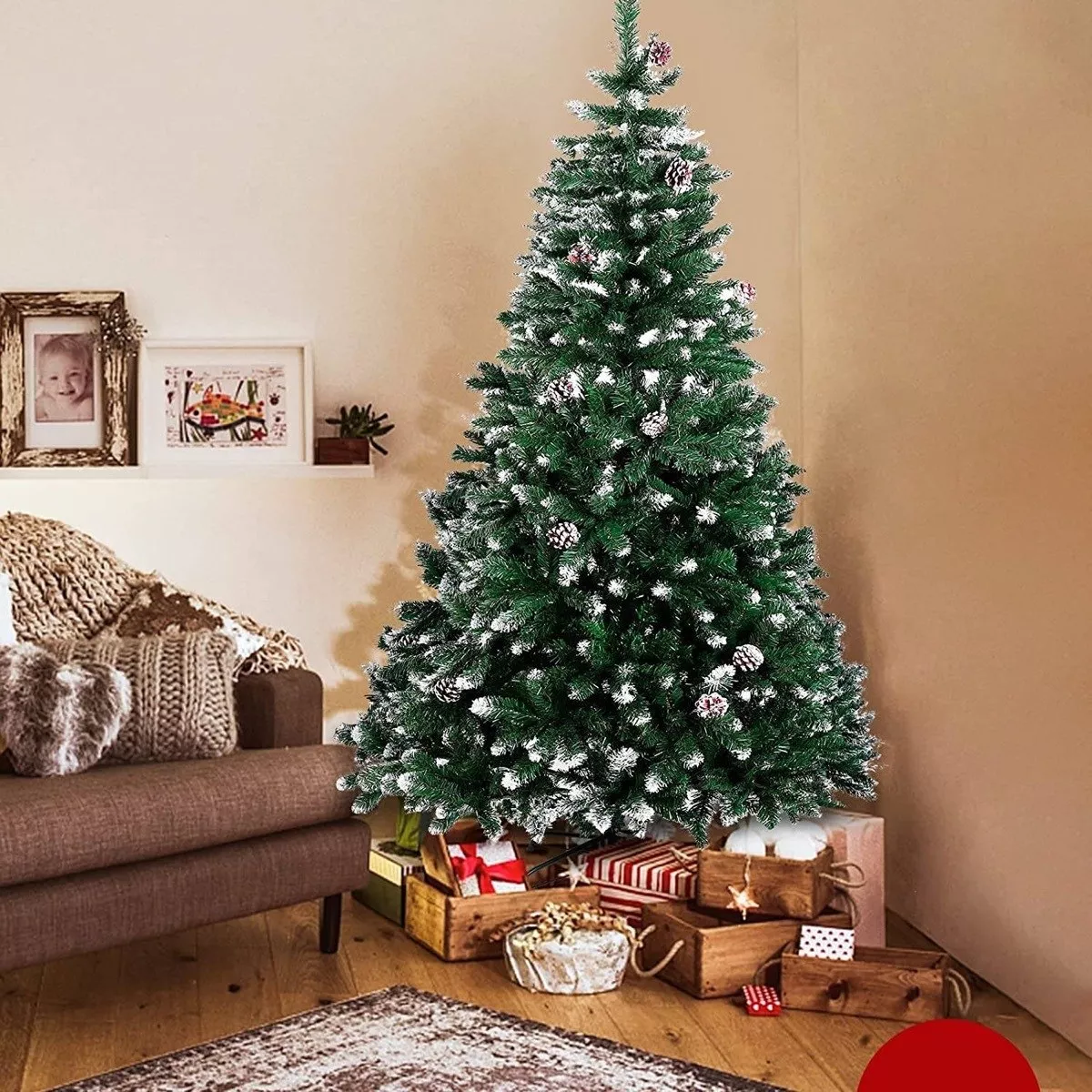 ÁRBOL DE NAVIDAD NEVADO CONOS DE PINOS INCORPORADOS 210CM - 2