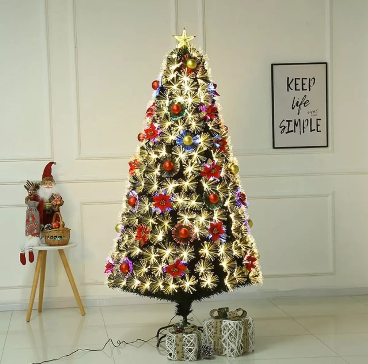 ÁRBOL DE NAVIDAD CON LUCES INCORPORADAS FIBRA ÓPTICA 150CM - 3