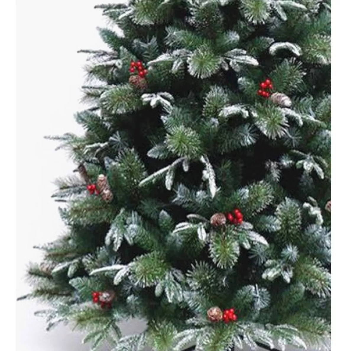 ÁRBOL DE NAVIDAD NEVADO CON MUERDAGO Y PIÑAS NAVIDEÑAS 150CM - 2