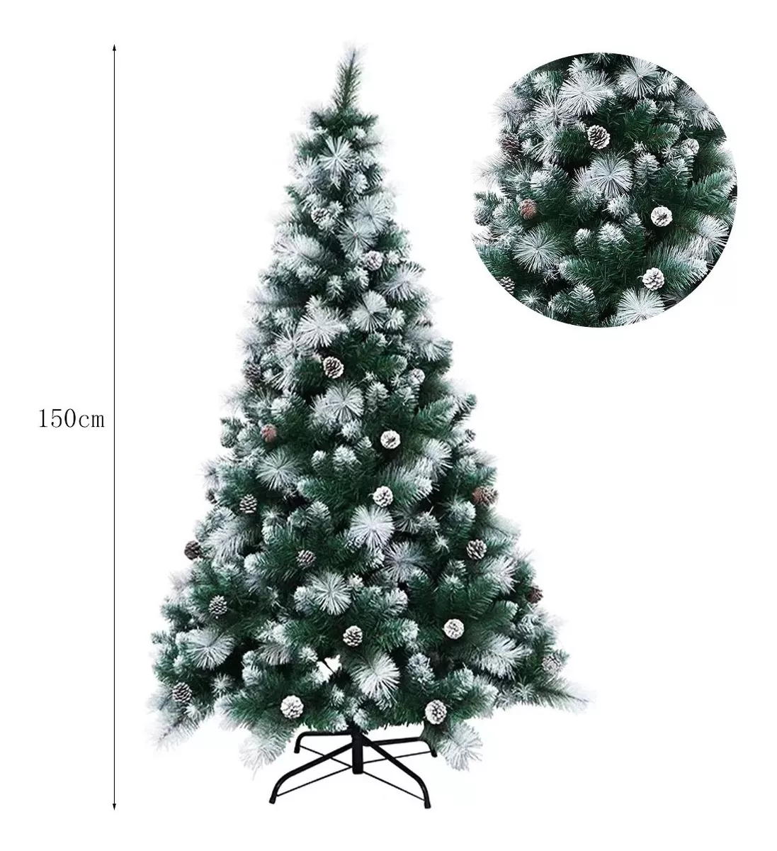 ÁRBOL DE NAVIDAD NEVADO CONOS DE PINOS INCORPORADOS 150CM - 1