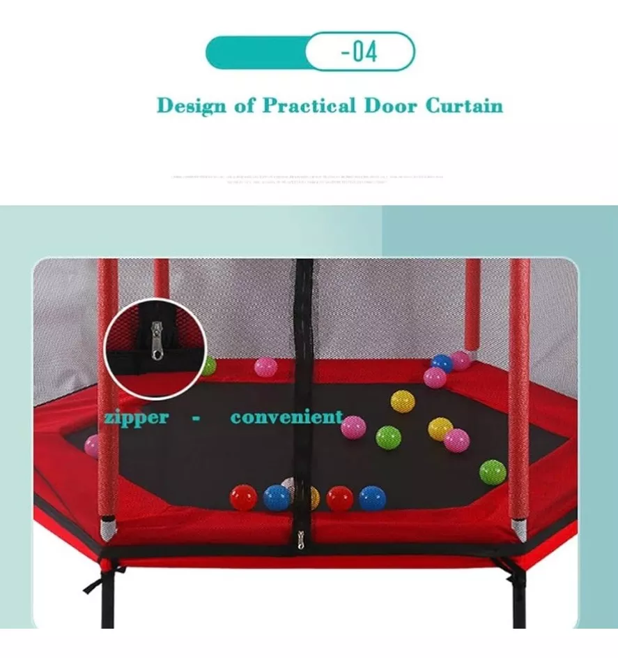 TRAMPOLÍN CON RED DE SEGURIDAD 5 PERSONAS 1.4M X 1.2MT ALTO - 3