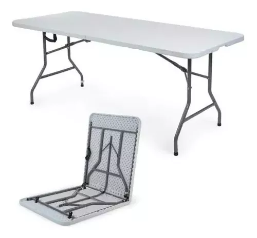 MESA PLEGABLE PORTATIL TIPO PORTAFOLIO PLASTICO 180X74 CM BLANCO - 1