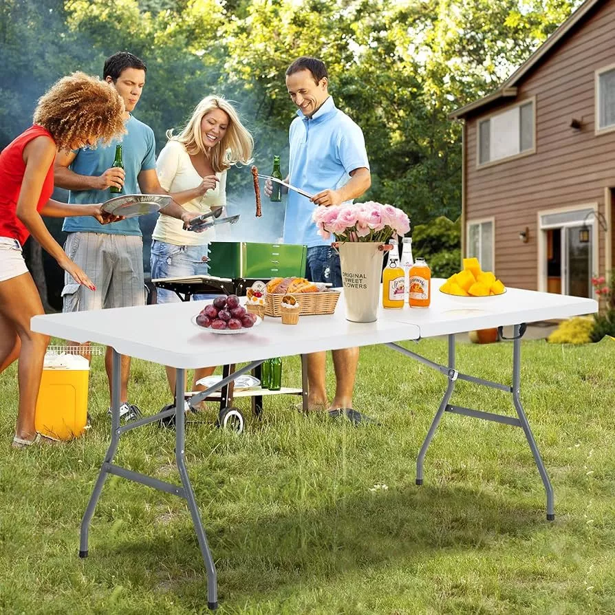 MESA PLEGABLE PORTATIL TIPO PORTAFOLIO PLASTICO 180X74 CM - 3
