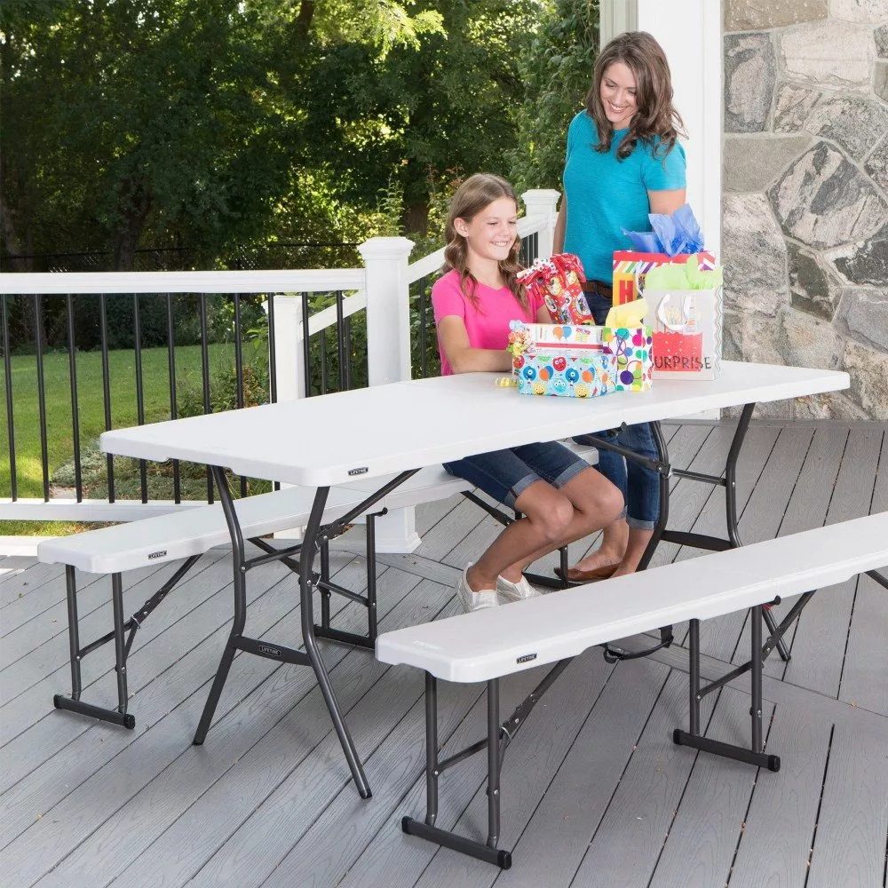 MESA PLEGABLE PORTATIL TIPO PORTAFOLIO PLASTICO 180X74 CM - 4