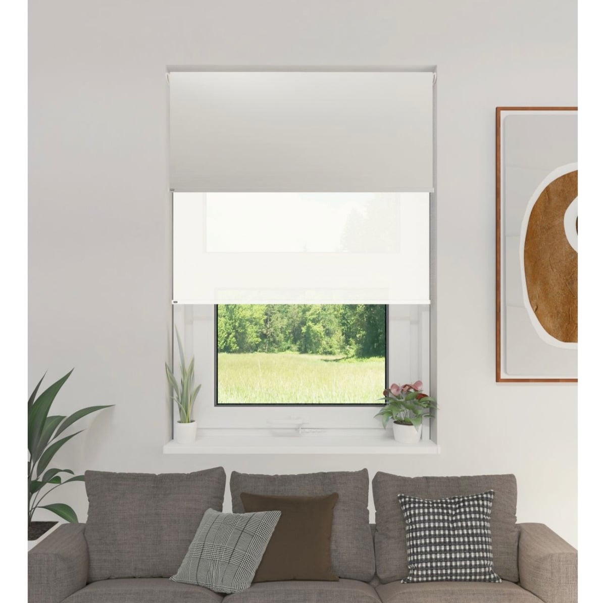 ROLLER DOBLE BLACKOUT + SUNSCREEN 140X200 TELA LINO - 1