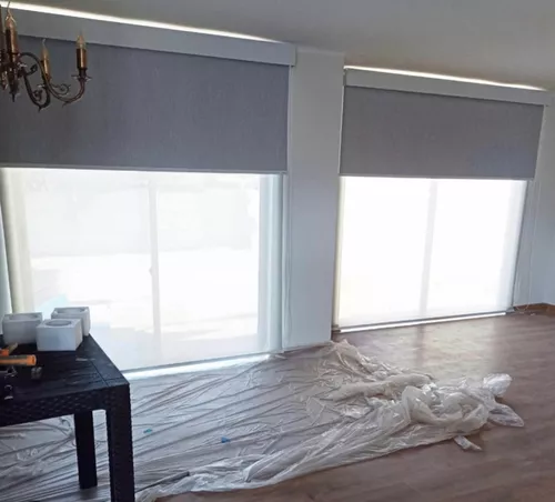 ROLLER DOBLE BLACKOUT + SUNSCREEN 140X200 TELA LINO - 1