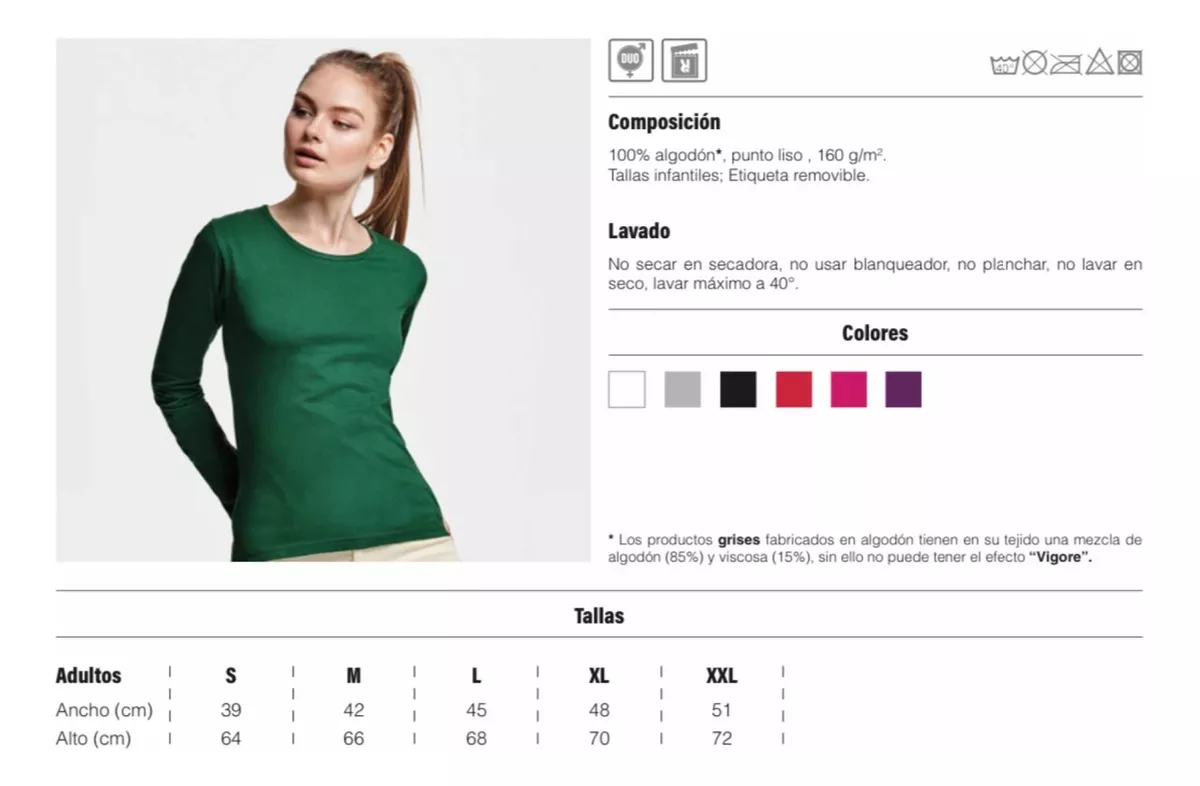 POLERA OUTDOOR MUJER 8000 MANGA LARGA ALGODON 100% ELASTICADO UVA - 2