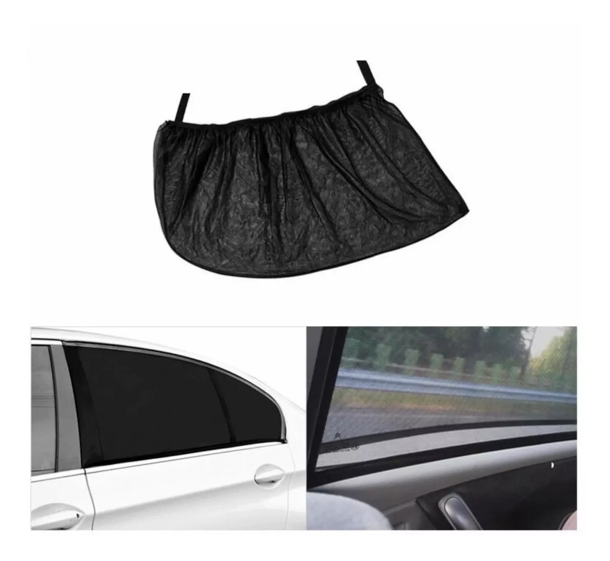 SET PARASOL TRASERO AUTO PROTECCION UV MOSQUITOS PRIVACIDAD - 3