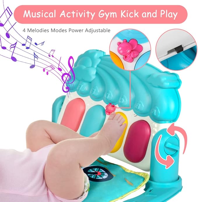 GIMNASIO BEBÉ MANTA JUEGO BEBÉ MUSICAL INTERACTIVO TURQUESA - 2