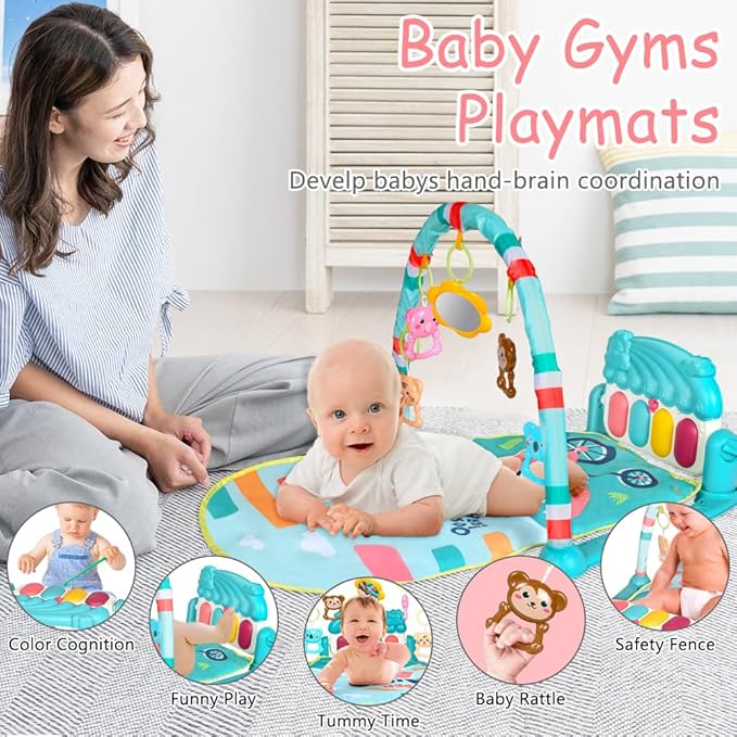 GIMNASIO BEBÉ MANTA JUEGO BEBÉ MUSICAL INTERACTIVO TURQUESA - 4