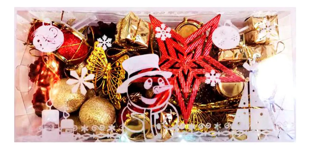 KIT DECORACIÓN ÁRBOL DE NAVIDAD 34 PIEZAS ESTRELLA BOLAS - 1