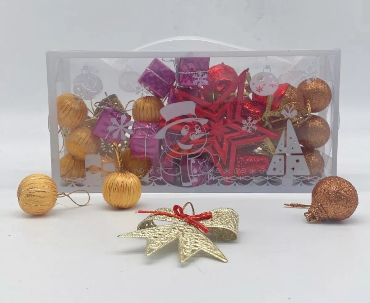 KIT DECORACIÓN ÁRBOL DE NAVIDAD 34 PIEZAS ESTRELLA BOLAS - 2