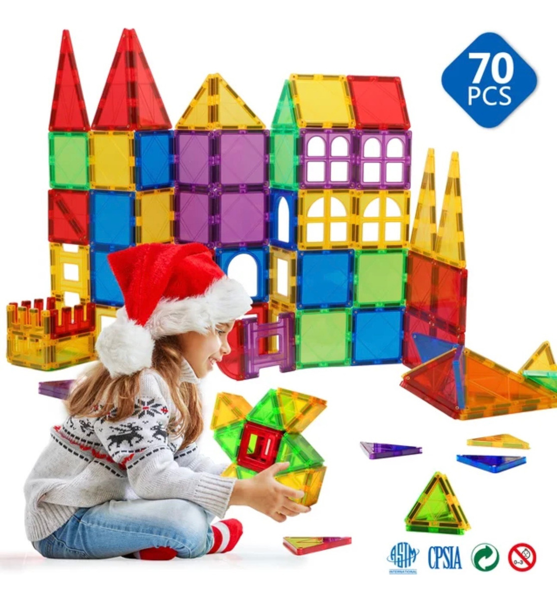BLOQUES MAGNÉTICOS CONSTRUCCIÓN 70 PIEZAS CASTILLO ARMABLE - 2