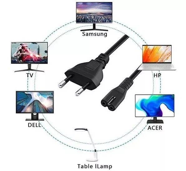 CABLE PODER TIPO OCHO CON COBRE CORRIENTE NOTEBOOK IMPRESORA - 4
