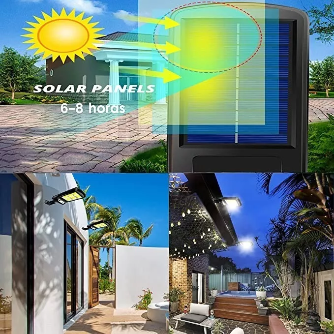 FOCO LÁMPARA LED SOLAR 200 W SENSOR MOVIMIENTO MURALLA - 3