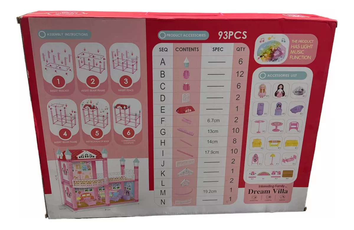 CASA DE MUÑECAS CASTILLO ARMABLE JUGUETE INFANTIL 105PCS - 4