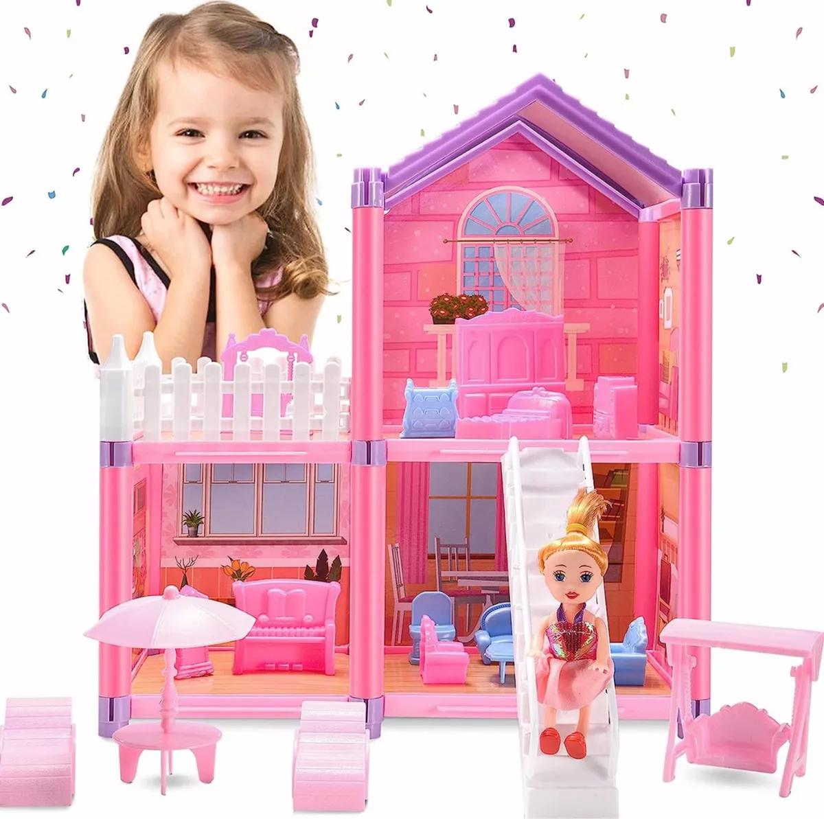 CASA DE ENSUEÑOS ARMABLE DE MUÑECAS CON MUEBLES 118PIEZAS - 1
