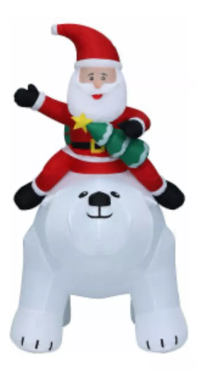 INFABLE GIGANTE OSO POLAR SANTA CLAUSS LED NAVIDAD - 1