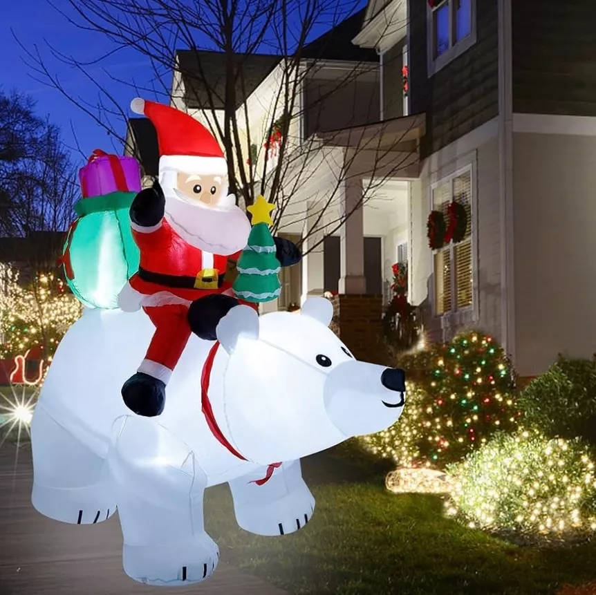 INFABLE GIGANTE OSO POLAR SANTA CLAUSS LED NAVIDAD - 2
