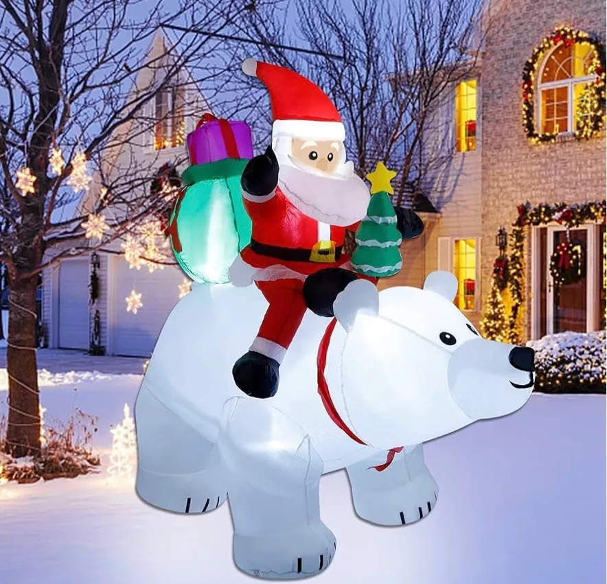 INFABLE GIGANTE OSO POLAR SANTA CLAUSS LED NAVIDAD - 3