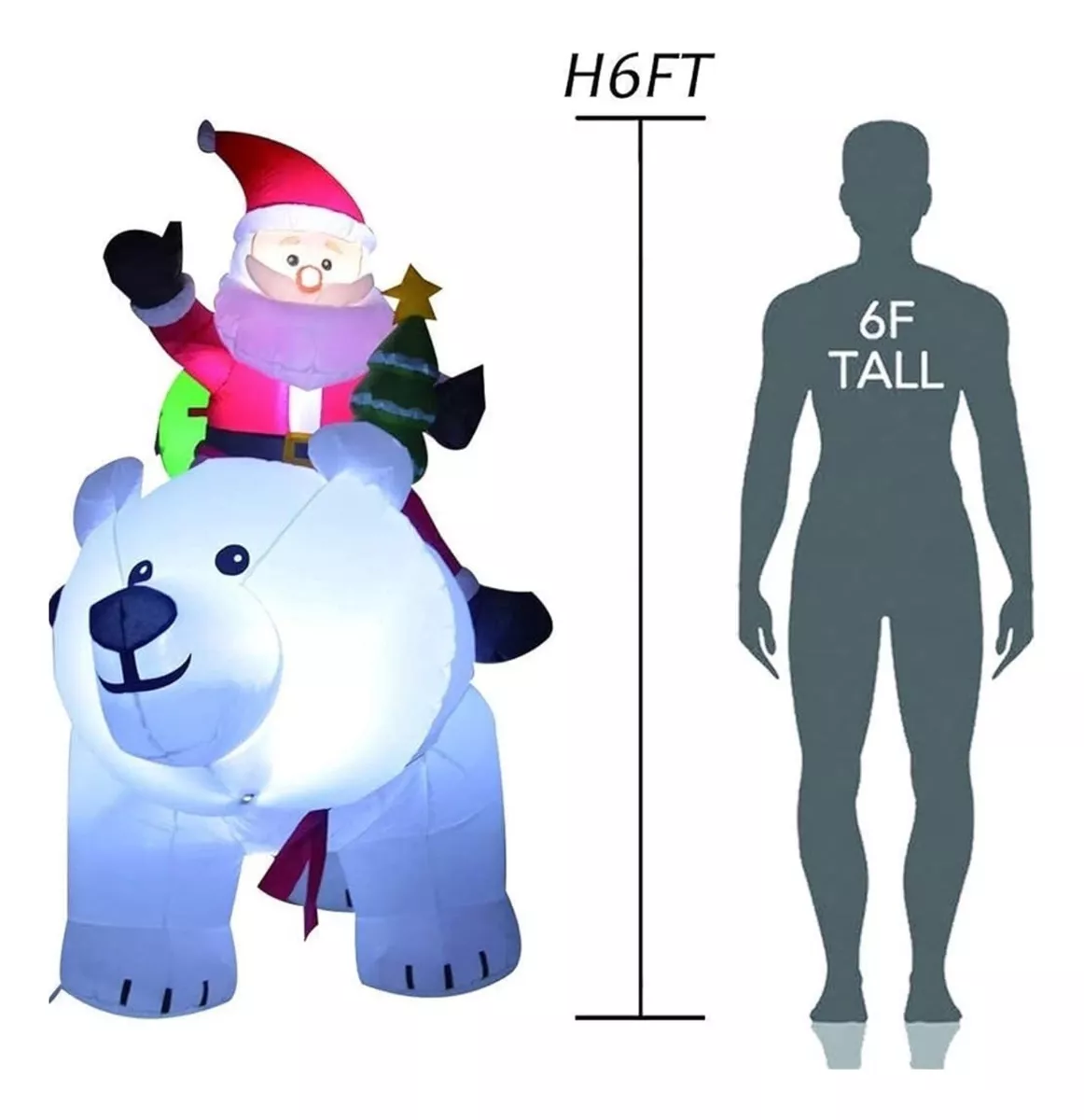 INFABLE GIGANTE OSO POLAR SANTA CLAUSS LED NAVIDAD - 4