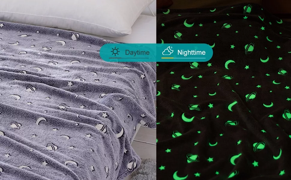 COBIJA MANTA LUMINOSA MAGICA BRILLA EN OSCURIDAD CAMA NIÑOS - 4