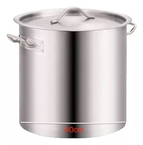 FONDO OLLA ACERO INOXIDABLE GRANDE 40CM CON TAPA 50L - 1
