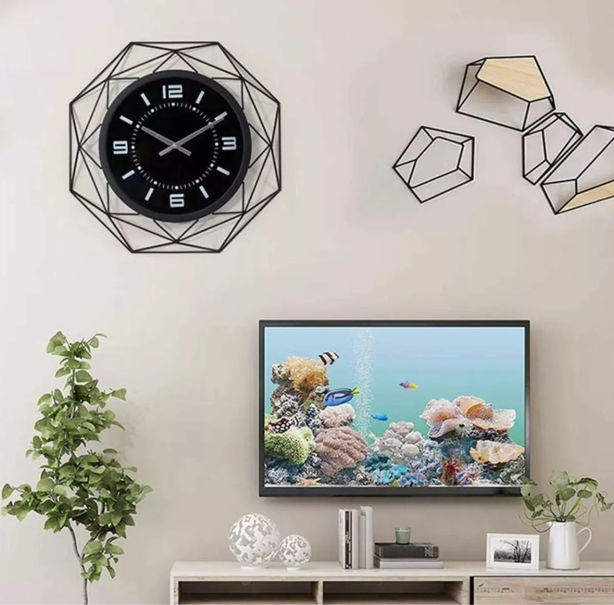RELOJ DECORATIVO GEOMÉTRICO 3D NEGRO MODERNO - 2