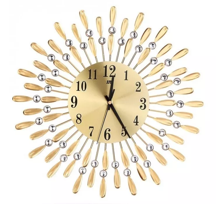 RELOJ MURALLA 3D NORDICO DE LUJO MODERNO DORADO LIVING - 1