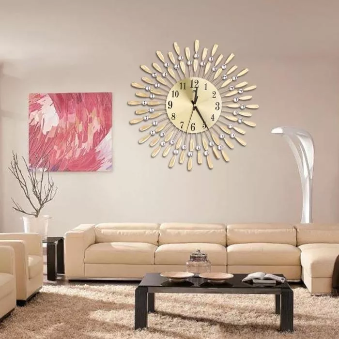 RELOJ MURALLA 3D NORDICO DE LUJO MODERNO DORADO LIVING - 2