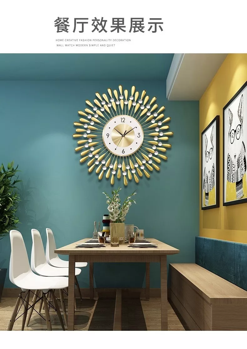 RELOJ MURALLA 3D NORDICO DE LUJO MODERNO DORADO LIVING - 4
