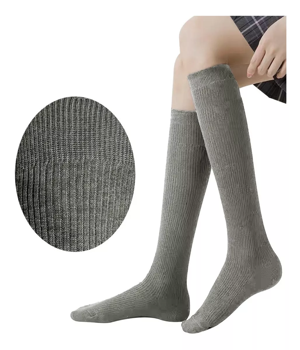 SET X 2 CALCETINES ESCOLAR NIÑA CALCETA LARGO 100% ALGODÓN - 1