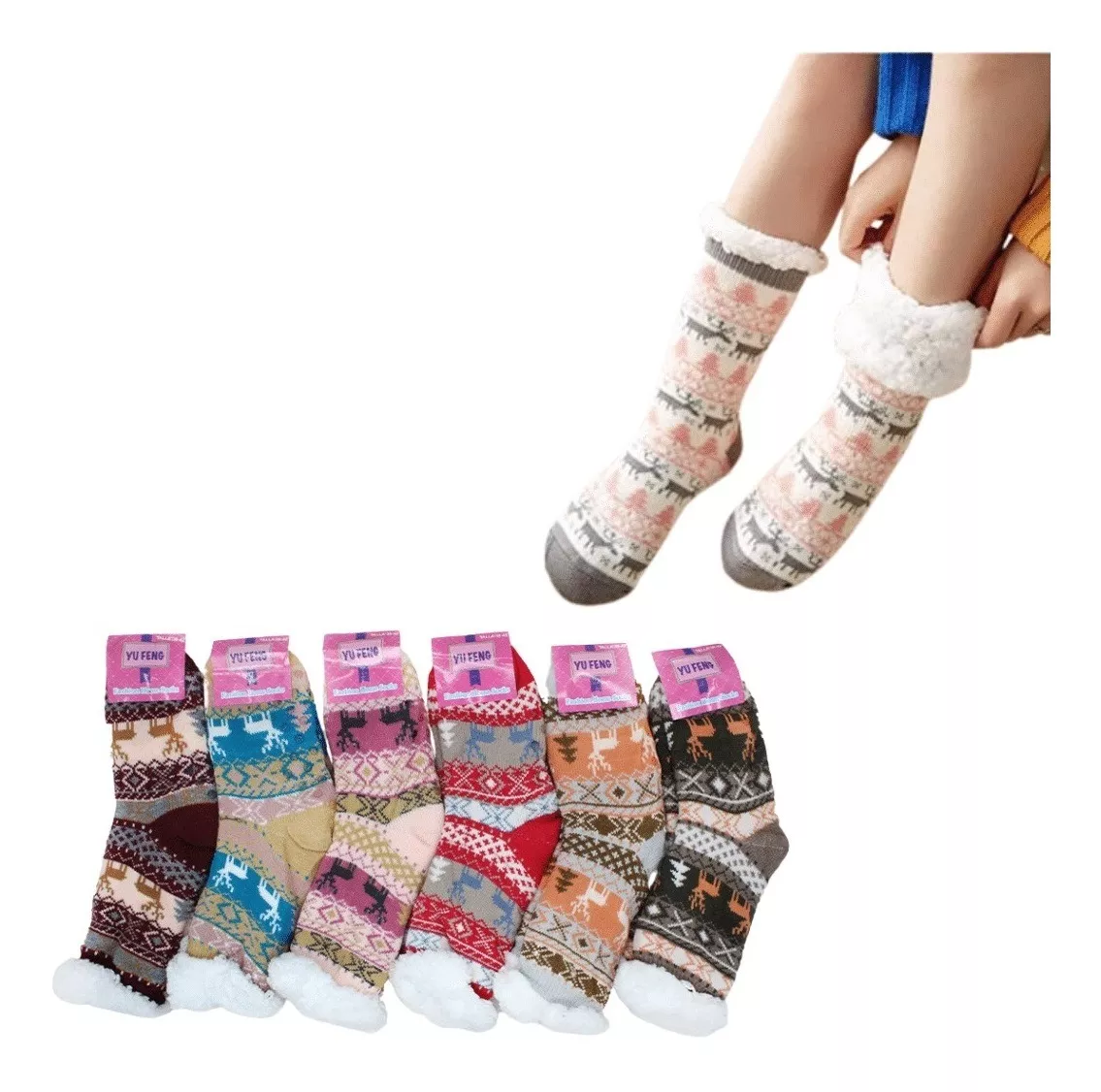 3 CALCETINES POLAR MEDIAS CON CHIPORRO MUJER INVIERNO - 1