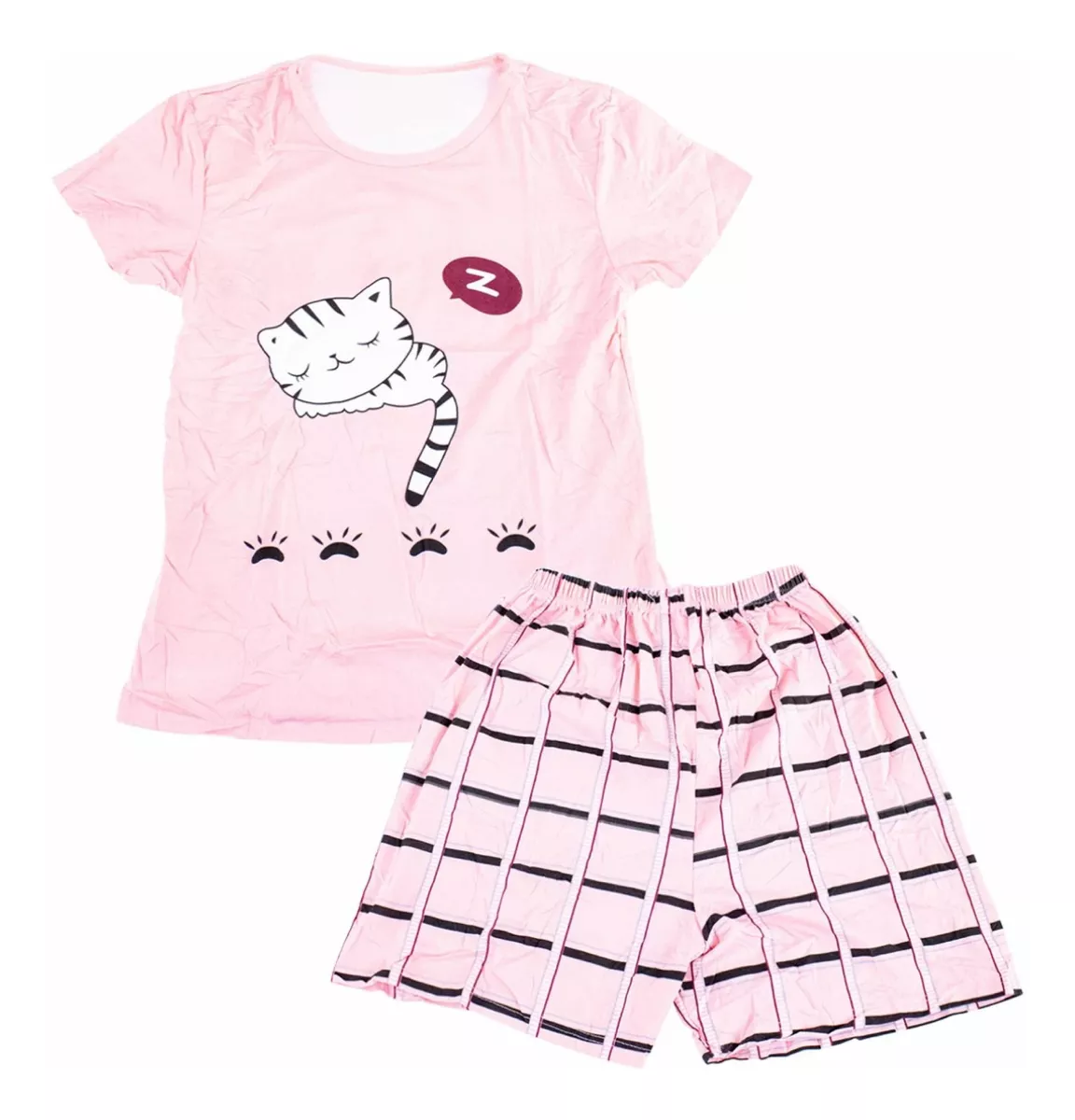 PIJAMA MUJER VERANO OTOÑO PRIMAVERA SHORT POLERA ALGODÓN - 3